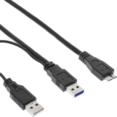 Inline USB 3.0 And -cable 2X Type a Male a Micro B Male Black 1,5M — image 1