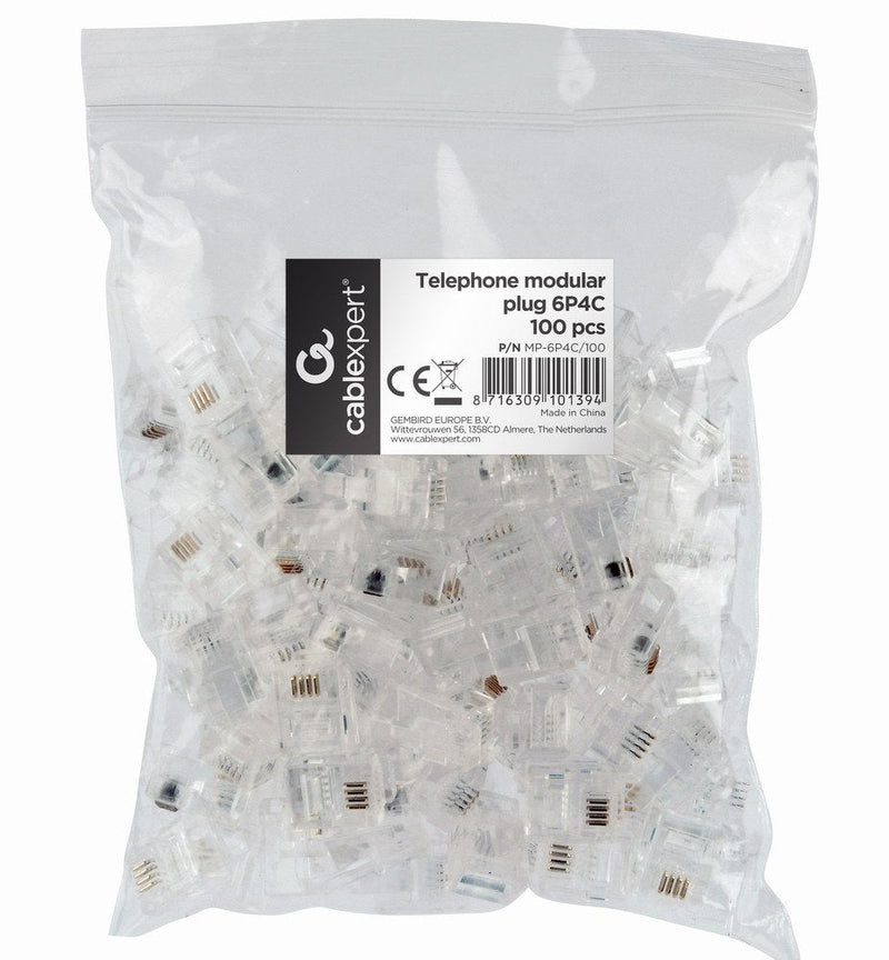 Gembird Connector Tlf. Oro RJ11 6P4C (100 Units
