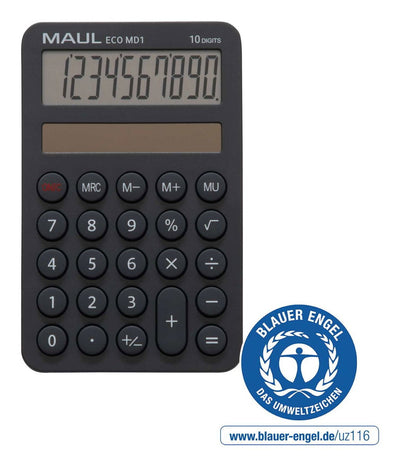 Maul Calculator Eco Md 1 Calculator Solar With 10 Dígitos And 5 Funciones Calculator Bolsillo Plastic 60% Reci — image 1