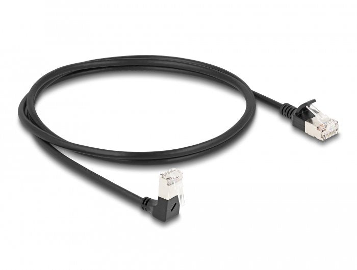 Delock Network Cable RJ45 CAT.6A S/FTP Slim 90° Unten Angular / Gerade 1M