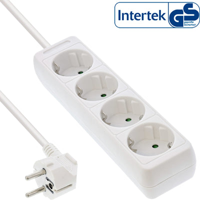 Inline Power Strip Type F 4 Ports + Seguro Children White 5M — image 1