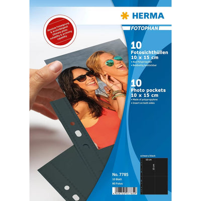 Herma Fotophan 10X15 Vertical 10 Sheets Black 7785 Cases Archivar — image 1
