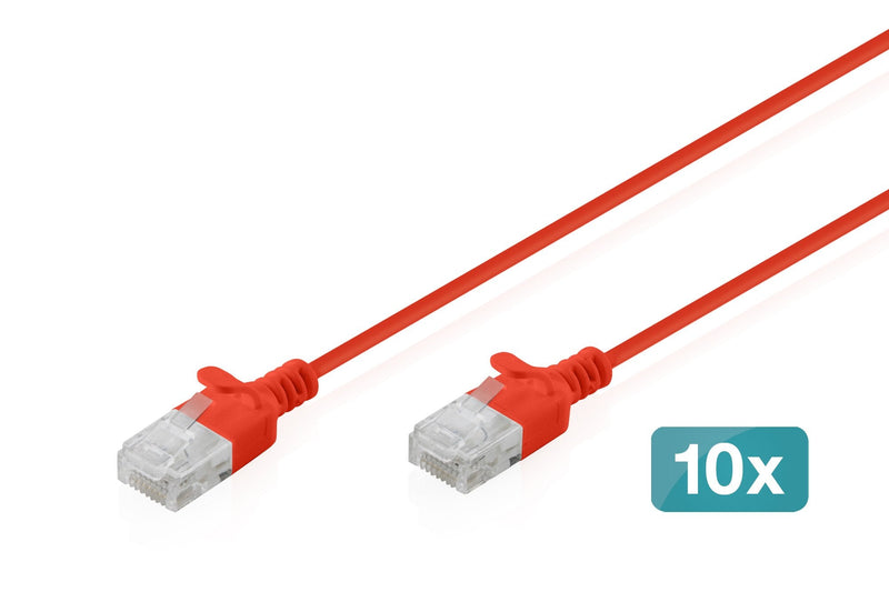 CAT.6 U-UTP Slim Network Cable, 5M, Red 10 Pcs