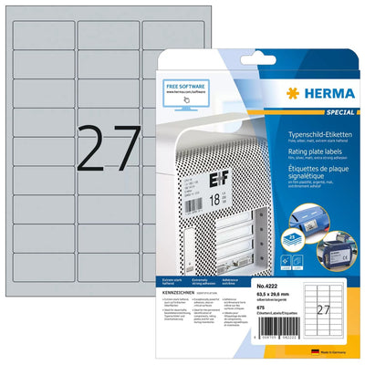 Herma Rating Plate Labels 4222 25 Sheets 675 Pcs. 63,5X29,6 Labels — image 1