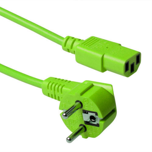Powercord Mains Connector Schuko Cee 7 Male (angled) - C13 IEC 60320 Green 5M — image 1