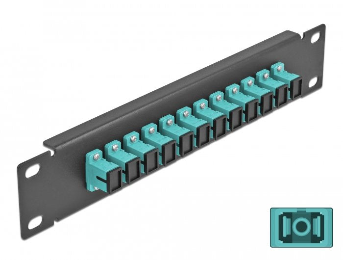 Delock 10 Patch Panel Fo 12 Ports Sc Simplex Aqua 1 U Black