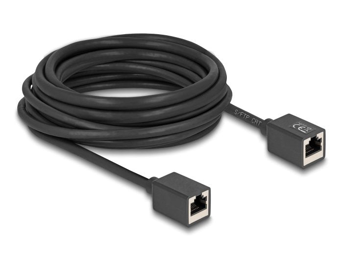 Delock Network Cable Alargador Empalme RJ45 Connector Female a RJ45 Connector Female CAT.6A S FTP 7,5M Black