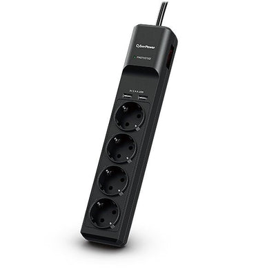Cyberpower Power Strip With Switch P0420SUD0-DE 4 Sockets Power 2 USB Cable 1.8M Black — image 1