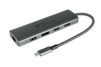Goodconnections HUB-C001A USB-C Hub 10-PORT 2x HDMI 1XDP 1x USB-C 2x USB 3.0 1x USB 2.0 1x RJ45 1XKARTENLESER  — image 1