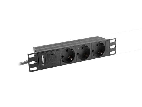 Lanberg Power Strip Rack Pdu 10'' 1U 16A, 3X 230V Schucko 2M Black — image 1