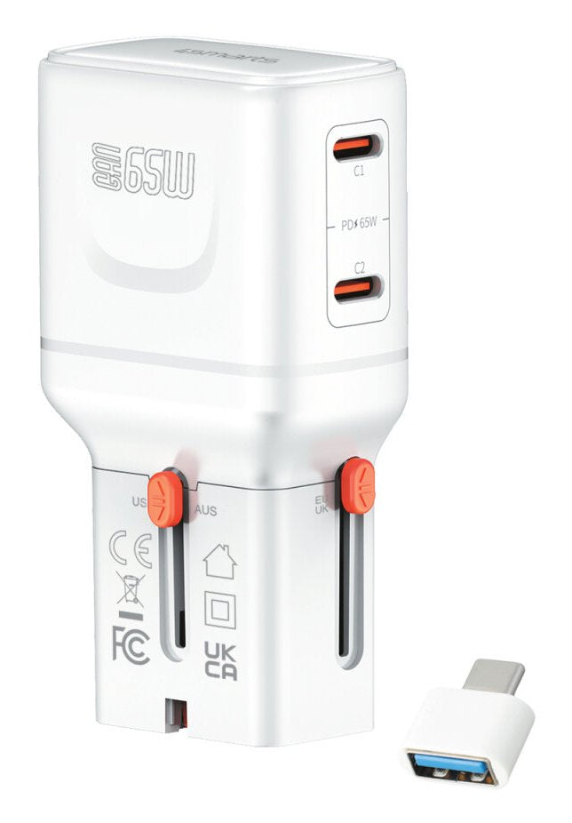 Travel Charger World Travel 65W USB-C + USB-A White