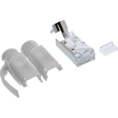 Inline® Crimp Plugs CAT.6A RJ45 Shielded, With Bend Protection And Insertion Guide, Grey, 100PCS. Pack — image 1
