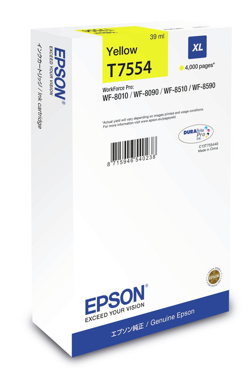 Epson Genuine Ink T7554 39ML Size XL Yellow