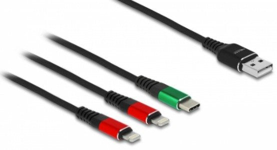 Delock Cable Charging USB 3 1 Tipo-a a 2 X Lightning / USB Type-c 1M