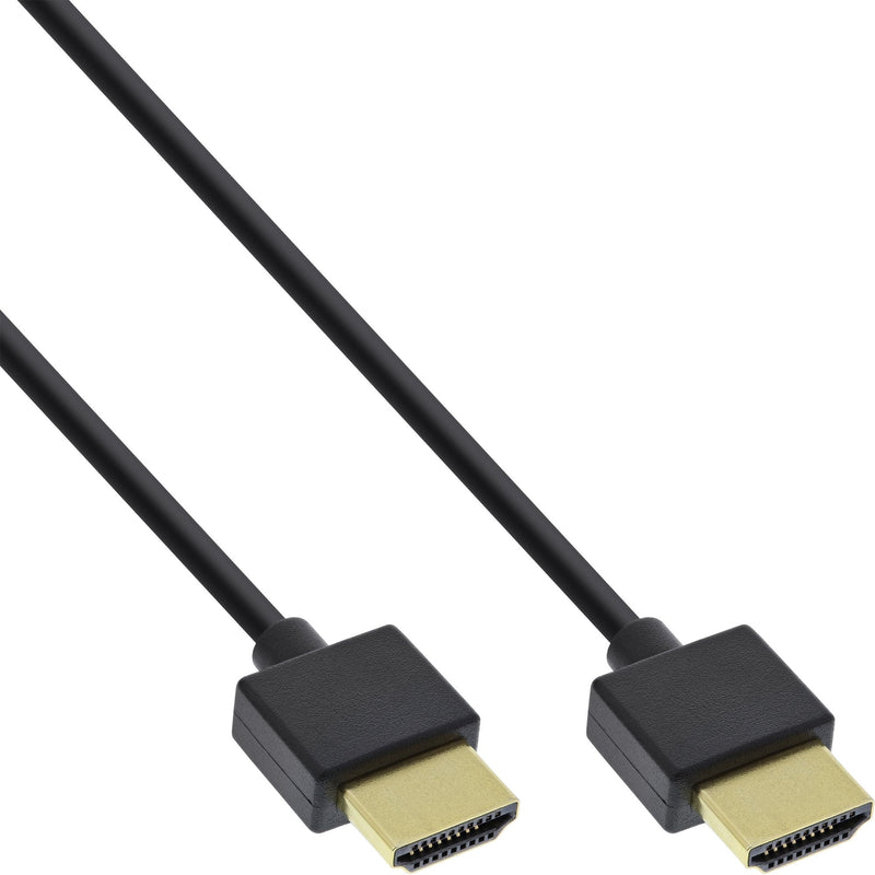 Inline HDMI Cable With Ethernet Type Aa Male Súper Slim Black / Gold 1,5M
