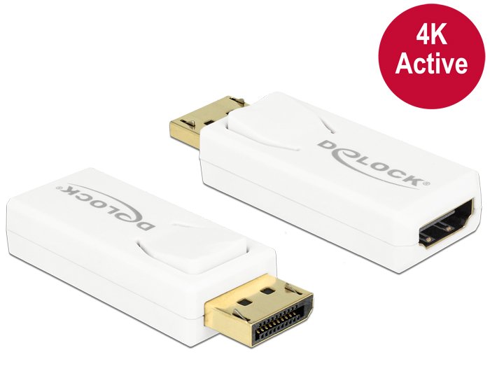 Delock Adapter DisplayPort 1.2 Male HDMI Female 4K Activo White