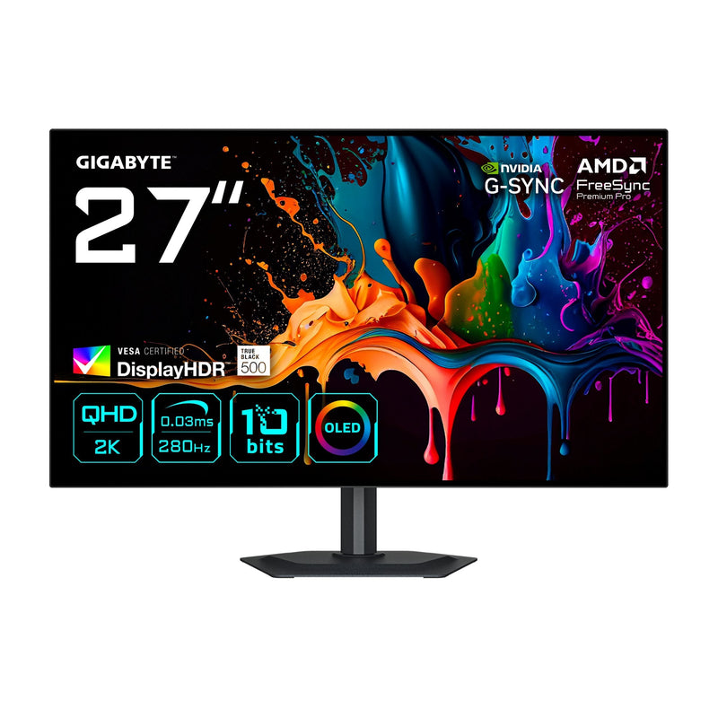 Gigabyte Monitor MO27Q28G Woled, Gaming 27, Qhd, Kvm, Compatible Con NVIDIA G-sync, Panel 280HZ MO27Q28G Ek B