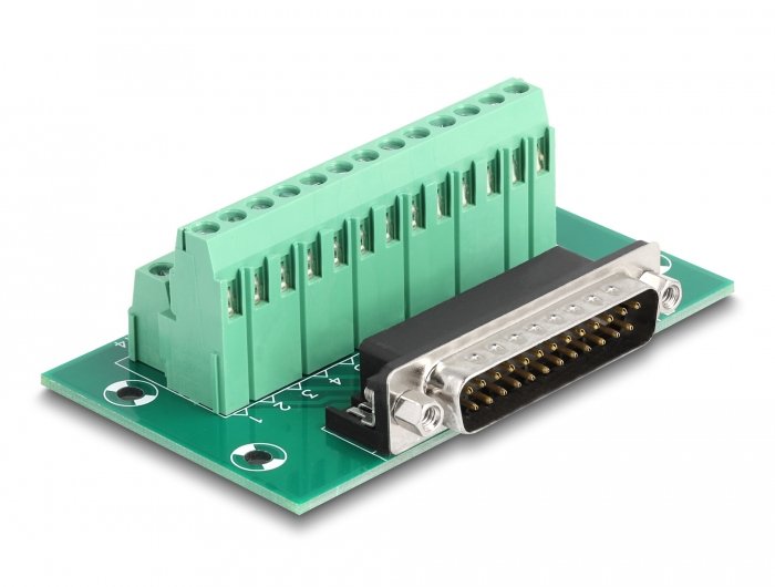 D-sub 25 Pin Connector Male a Terminalblock Carril Din