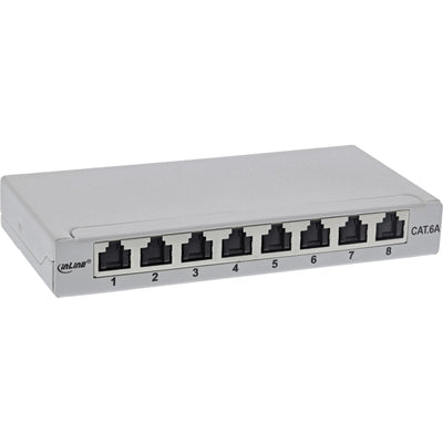Inline® Patch Panel CAT.6A 0.5U 8-PORT, For Table/Wall/Rail, With Dust Projoection, Grey — image 1