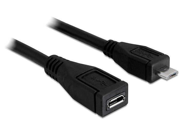 Delock USB Cable 2.0 Micro-b Male USB 2.0 Micro-b Female 1M Black