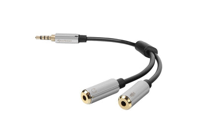 Sharkoon 0.12M, 3.5MM/2X3.5MM Cable Audio 0,12M 3,5MM 2 X 3,5MM Black Silver — image 1