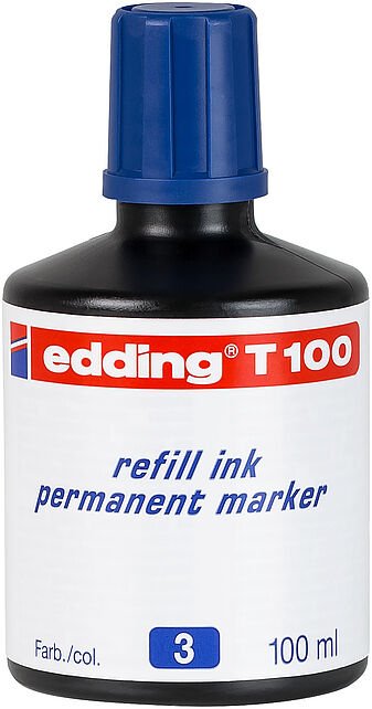 Edding T100 Bote Recharge Marker Permanente - Capacity 100ML - Colour Blue
