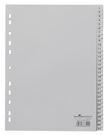 Durable Zahlenregister A4 1-31 Pp Volldeck. Grey — image 1