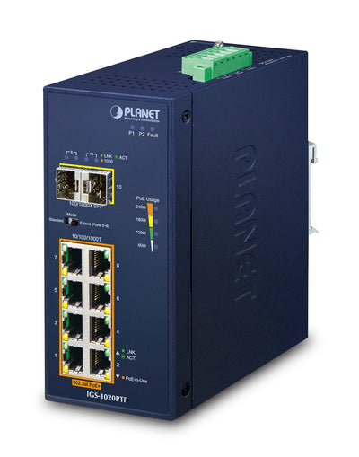 Planet 8 Ports Ge 802.3AT PoE + 2 100 1000X Sfp — image 1