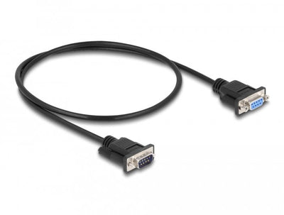 Delock 86886 Cable Serie RS-232 D-SUB9 Male a Female Modem Nulo 0,5M — image 1