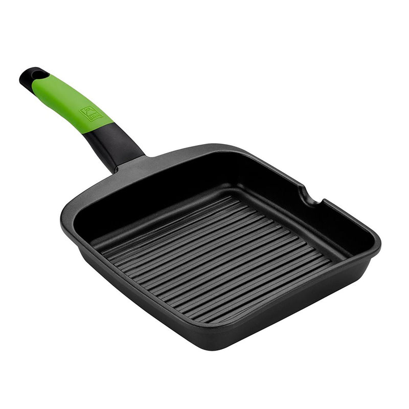 Bra Asador Grill Prior Rayas A121457 28X28CM Espesor 5MM Aluminium Fundido Teflon Non-stick Tirador Ergonomico