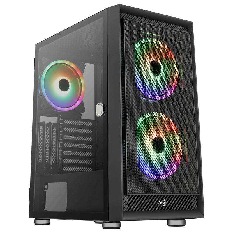 Aerocool PC Case Graphite V3 Front Mesh Side Glass Tempered Includes 3 Ventiiladores RGB 140MM