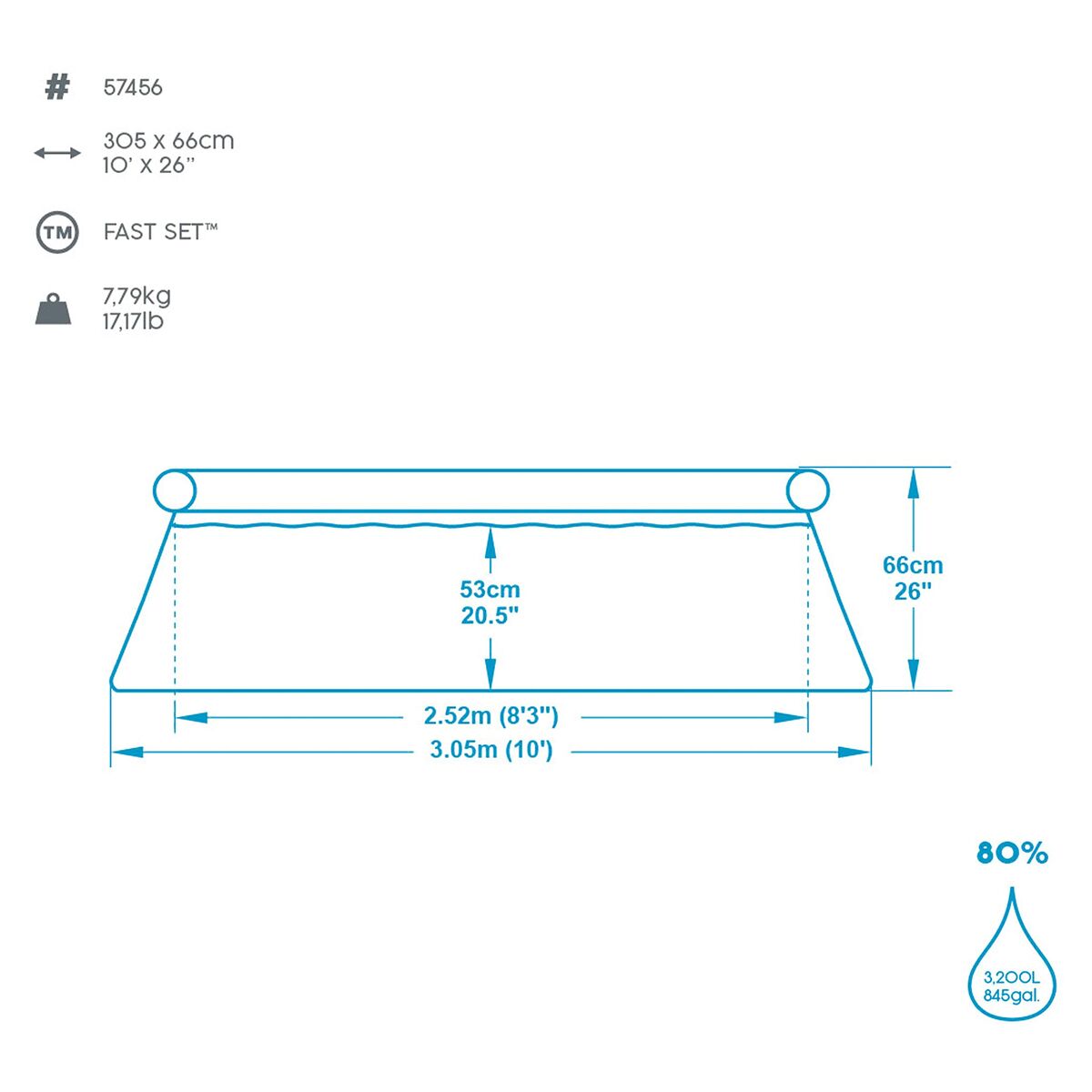Bestway Inflatable Pool Bestway Blue 3200 L 305 X 66 Cm