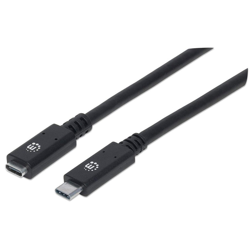 Manhattan Cable Extensión USB Type-c USB 3.2 Gen 2, Type-c Male a Type-c Female 10Gbps, 5A, 50CM Black