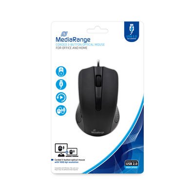 Mediarange MROS210 Mouse Office Mano Derecha USB Type a Óptico 1000 DPI