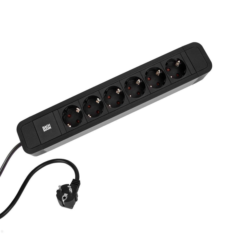 Bachmann Power Strip Plugs Primo 2 Alu, 6VÍAS, Black 2,0M, Without Switch
