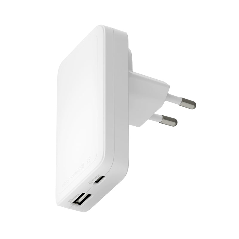 DBRAMANTE1928 Re-charge Pro Power Adapter Slim 45 Watts 2 Connectors Output (24 Pin USB-C Usb) White