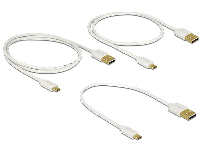 Delock 83679 Set 3 Cables USB 2.0 USB a Micro-usb B White