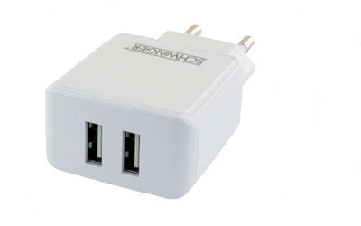Schwaiger 230V Plug Wall 2x USB 2.4A White — image 1