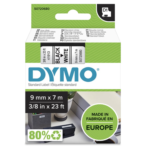 Dymo Tape Rotuladora Self-adhesive D1 Negro-blanco 9MM X 7 Metres Rotuladoras Label Manager — image 1