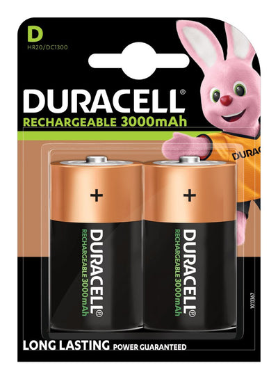 Duracell Pack 2 Batteries Type D Recargables HR20 Nimh 1.2V 3000MAH Admiten Up To 1000 Recargas — image 1