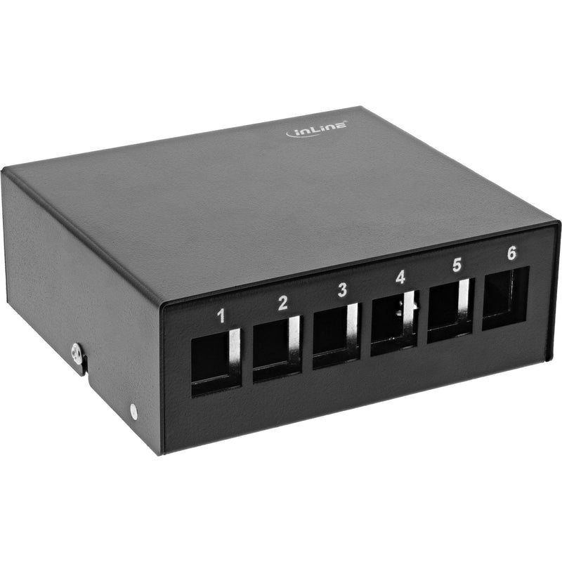 Inline Desktop Point Box 6X Keystone RJ45, Metal Black RAL9005