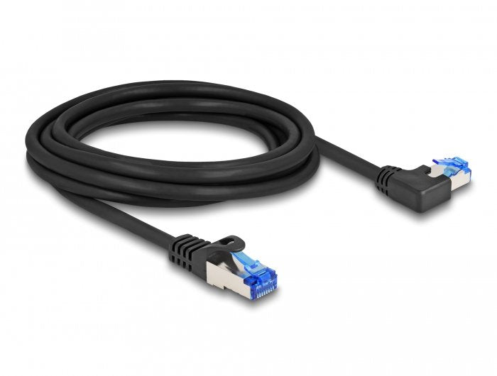 Delock Network Cable RJ45 CAT.6A S/FTP Gerade / Links Angular 3M Black