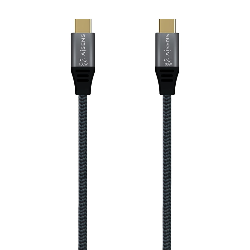 Aisens USB Cable 2.0 Aluminium 5A 100W E-mark - USB-C/M-usb-c/M - 1M - Grey