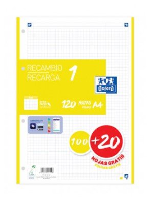 Oxford Spare Part 100H + 20H Gratis 4 Taladros A4 90GR 5X5 1 Band File