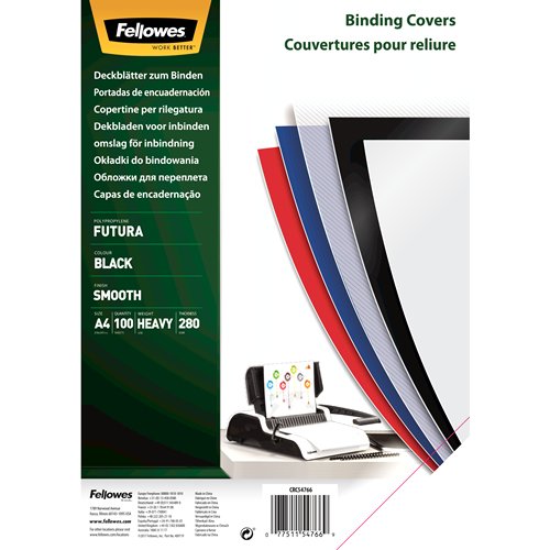 Fellowes Pack 100 Portadas Polipropileno A4 - 300 Micras - Muy Resistentes - Colour Black