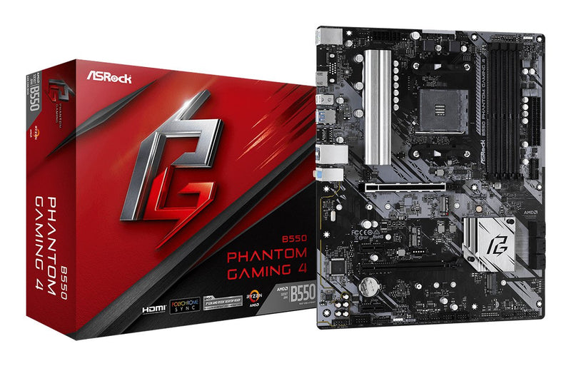 Asrock Motherboard B550 Phantom Gaming 4, AMD, Zócalo AM4, AMD Ryzen, DDR4-SDRAM, Dimm, 2133,2400,2667,2933,32