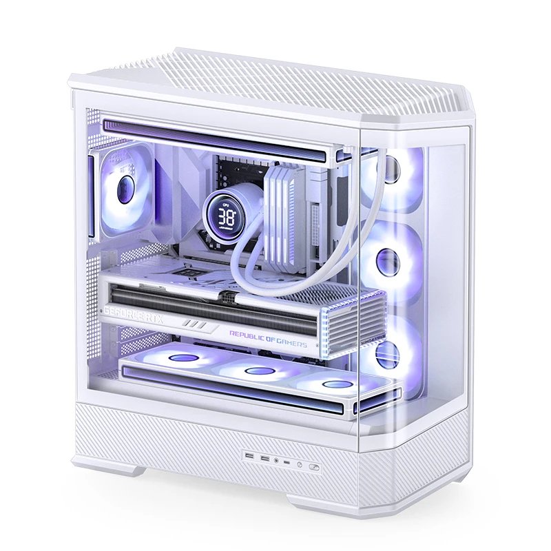 Jonsbo D400 PC Housing Midi Tower, Atx, Tempered Glass - White