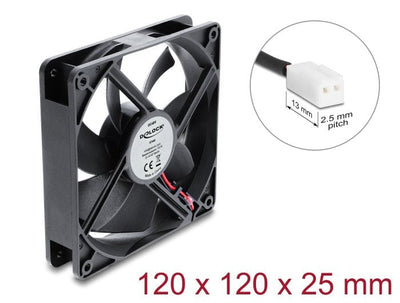 Delock Fan Axial 48V Dc, 120 X 120 X 25MM With 2 Pin Connection Fan Black — image 1
