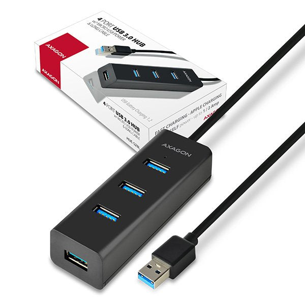 Axagon HUE-S2BL Usb-a-hub, 4x USB 3.0, Externe Mromversorgung - 1,2M