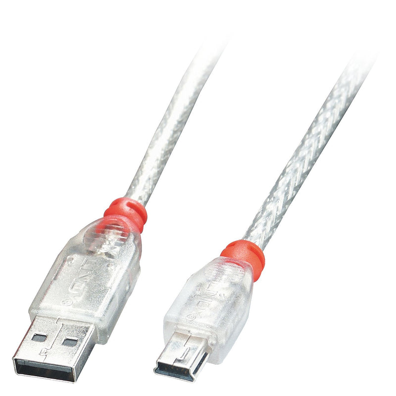 Lindy 41782 USB Cable 1M USB 2.0 USB a Mini-usb B Transparent (Lindy USB 2.0 Cable a/Mini-b 1M)